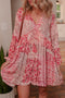 Bohemian Mixed Floral Print Tassel Tie Flowy Mini Dress